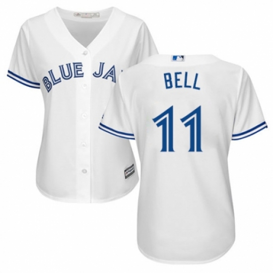 Women's Majestic Toronto Blue Jays 11 George Bell Replica White Home MLB Jersey