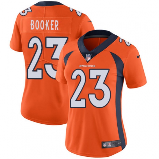 Women's Nike Denver Broncos 23 Devontae Booker Orange Team Color Vapor Untouchable Limited Player NFL Jersey