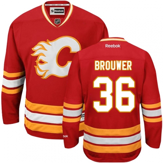 Men's Reebok Calgary Flames 36 Troy Brouwer Premier Red Third NHL Jersey