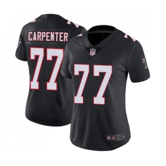 Women's Atlanta Falcons 77 James Carpenter Black Alternate Vapor Untouchable Limited Player Football Jersey