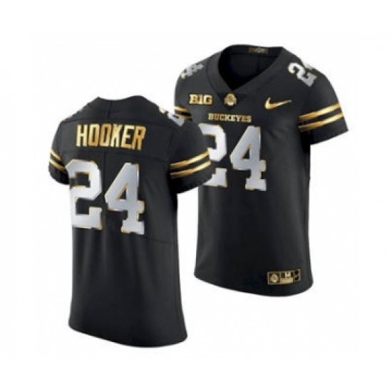 Men's Ohio State Buckeyes Malik Hooker Black Golden Edition Jersey 2020-21