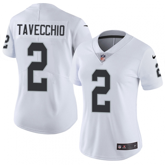 Women's Nike Oakland Raiders 2 Giorgio Tavecchio White Vapor Untouchable Limited Player NFL Jersey