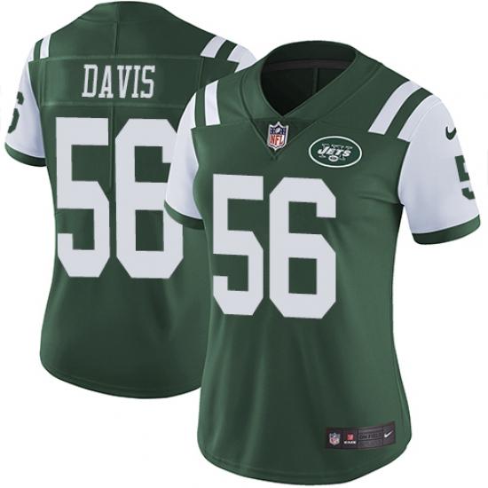 Women's Nike New York Jets 56 DeMario Davis Green Team Color Vapor Untouchable Limited Player NFL Jersey