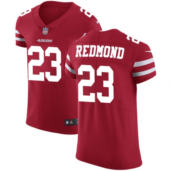 Men's Nike San Francisco 49ers 23 Will Redmond Red Team Color Vapor Untouchable Elite Player NFL Jersey