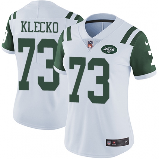Women's Nike New York Jets 73 Joe Klecko White Vapor Untouchable Limited Player NFL Jersey