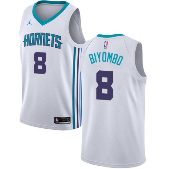 Men's Nike Jordan Charlotte Hornets 8 Bismack Biyombo Swingman White NBA Jersey - Association Edition