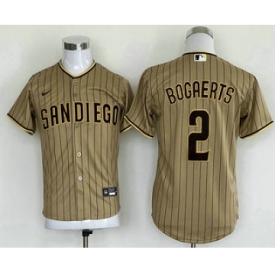 Youth San Diego Padres 2 Xander Bogaerts Grey Cool Base Stitched Baseball Jersey