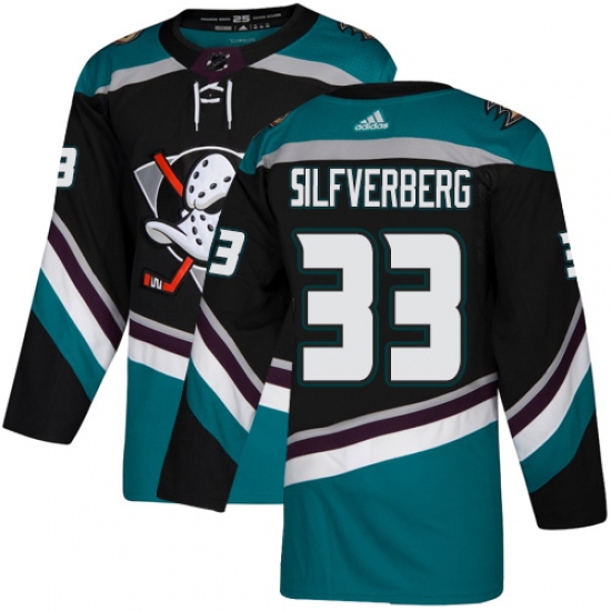 Men's Adidas Anaheim Ducks 33 Jakob Silfverberg Authentic Black Teal Third NHL Jersey