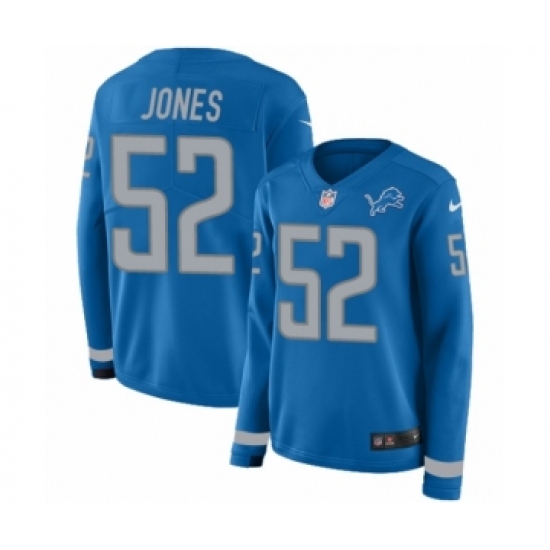 Women's Nike Detroit Lions 52 Christian Jones Limited Blue Therma Long Sleeve NFL Jersey