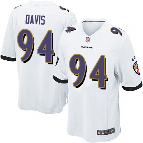 Men's Nike Baltimore Ravens 94 Carl Davis Game White NFL Jersey