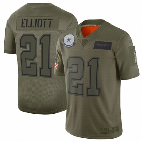 Men's Dallas Cowboys 21 Ezekiel Elliott Limited Camo 2019 Salute to Service Football Jersey