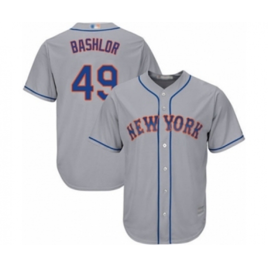 Youth New York Mets 49 Tyler Bashlor Authentic Grey Road Cool Base Baseball Player Jersey