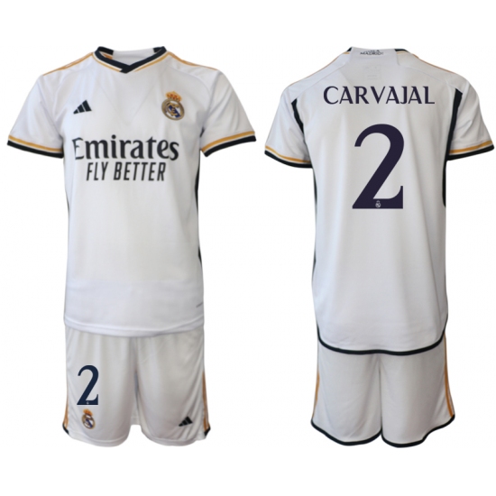Men's Real Madrid 2 Carvajal 2023-24 White Home Soccer Jersey