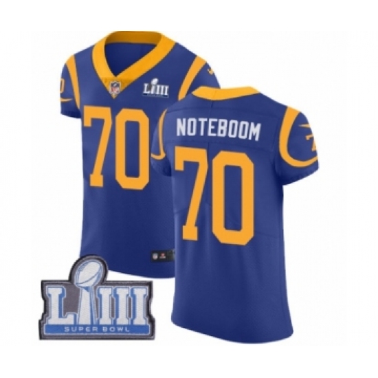 Men's Nike Los Angeles Rams 70 Joseph Noteboom Royal Blue Alternate Vapor Untouchable Elite Player Super Bowl LIII Bound NFL Jersey