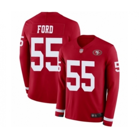 Youth San Francisco 49ers 55 Dee Ford Limited Red Therma Long Sleeve Football Jersey