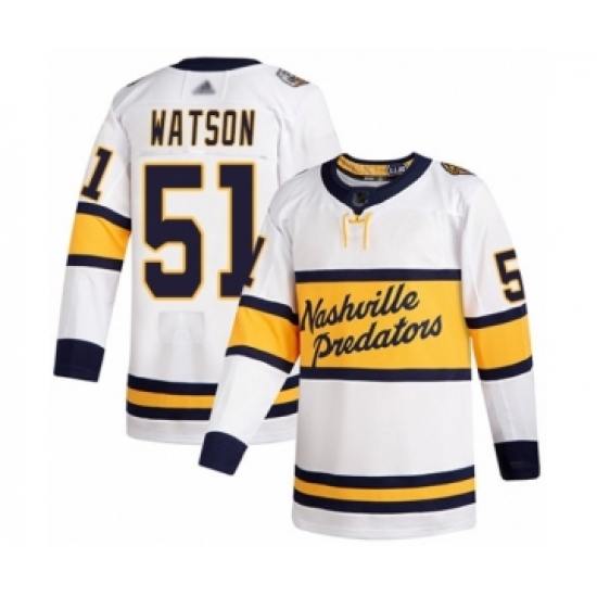 Youth Nashville Predators 51 Austin Watson Authentic White 2020 Winter Classic Hockey Jersey