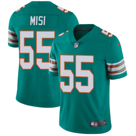 Men's Nike Miami Dolphins 55 Koa Misi Aqua Green Alternate Vapor Untouchable Limited Player NFL Jersey