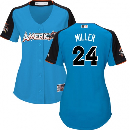 Women's Majestic Cleveland Indians 24 Andrew Miller Replica Blue American League 2017 MLB All-Star MLB Jersey