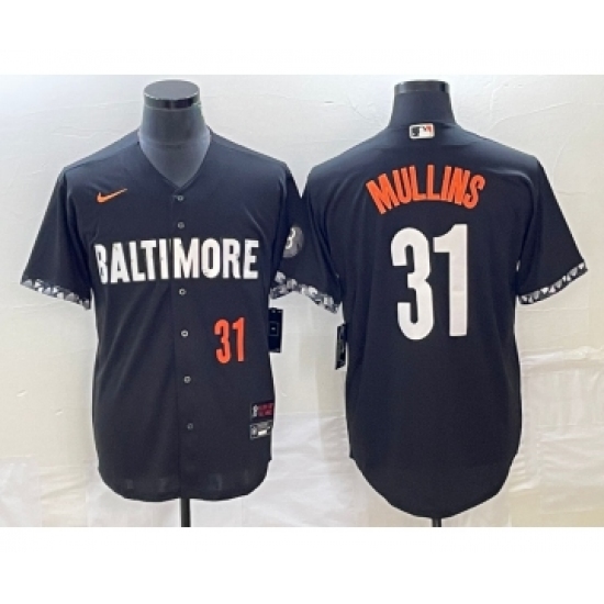 Men's Baltimore Orioles 31 Cedric Mullins Number Black 2023 City Connect Cool Base Stitched Jersey