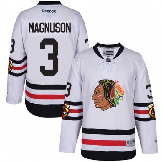 Men's Reebok Chicago Blackhawks 3 Keith Magnuson Authentic White 2017 Winter Classic NHL Jersey