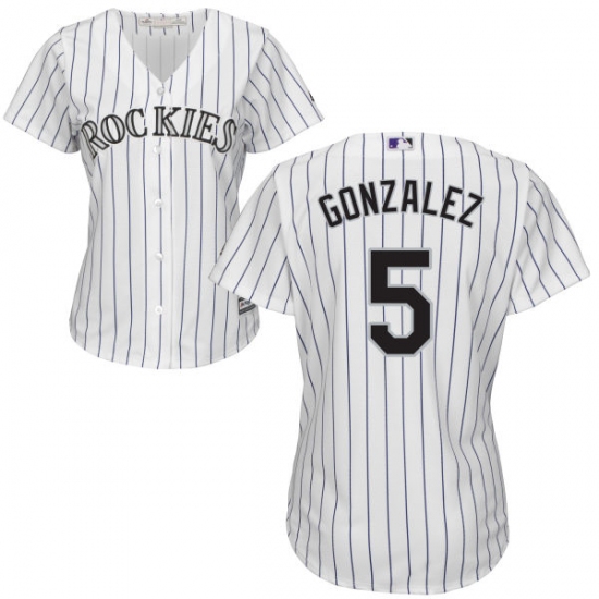 Women's Majestic Colorado Rockies 5 Carlos Gonzalez Authentic White Home Cool Base MLB Jersey