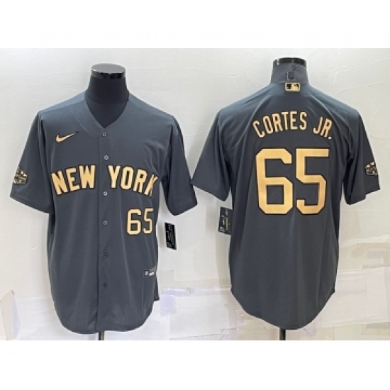 Men's New York Yankees 65 Nestor Cortes Jr Number Grey 2022 All Star Stitched Cool Base Nike Jersey