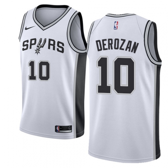 Women's Nike San Antonio Spurs 10 DeMar DeRozan Authentic White NBA Jersey - Association Edition