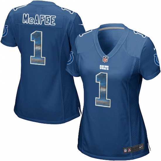Women's Nike Indianapolis Colts 1 Pat McAfee Limited Royal Blue Strobe NFL Jersey