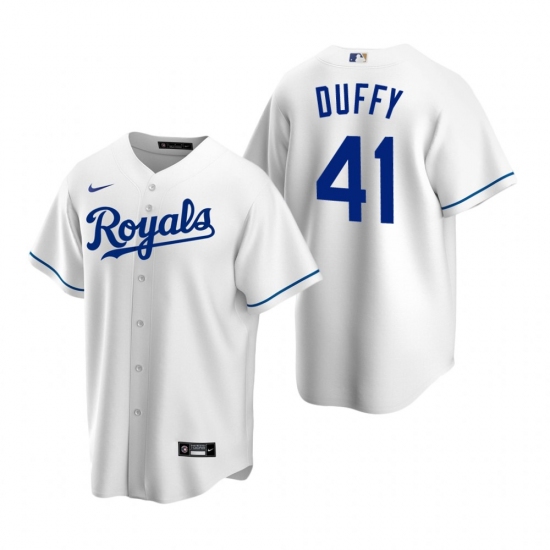 Men's Nike Kansas City Royals 41 Danny Duffy White Home Stitched Baseball Jersey