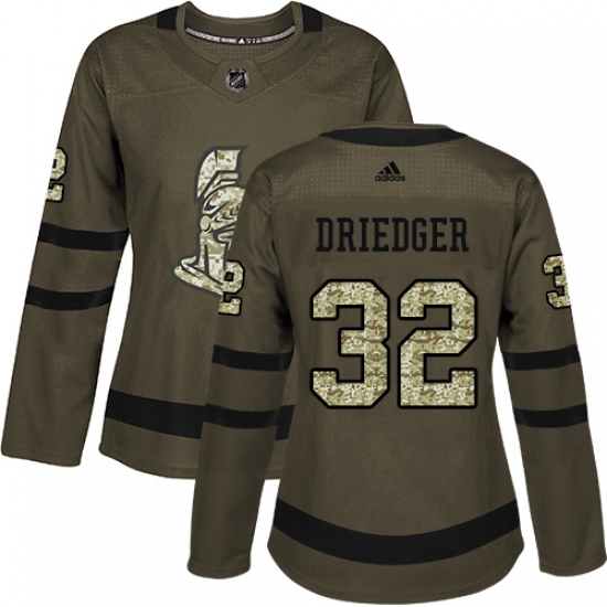 Women's Adidas Ottawa Senators 32 Chris Driedger Authentic Green Salute to Service NHL Jersey