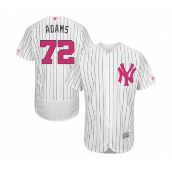 Men's New York Yankees 72 Chance Adams Authentic White 2016 Mother's Day Fashion Flex Base Baseball Player Jersey
