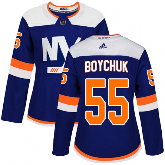 Women's Adidas New York Islanders 55 Johnny Boychuk Premier Blue Alternate NHL Jersey