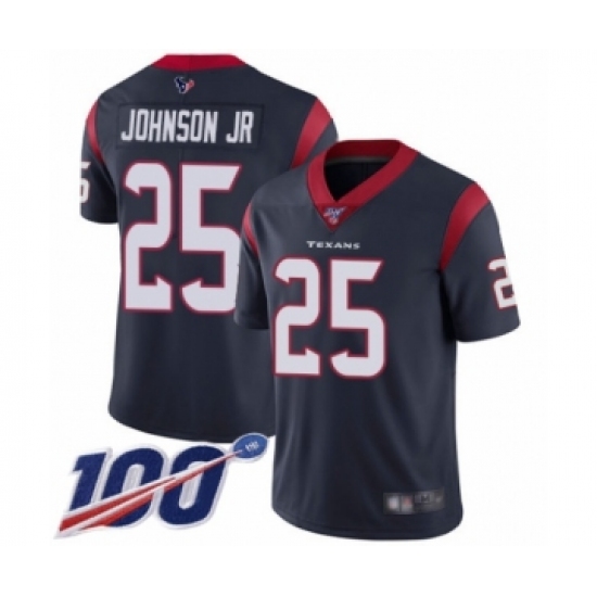 Youth Houston Texans 25 Duke Johnson Jr Navy Blue Team Color Vapor Untouchable Limited Player 100th Season Football Jersey