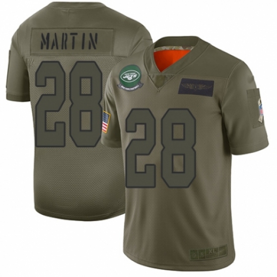Men's New York Jets 28 Curtis Martin Limited Camo 2019 Salute to Service Football Jersey