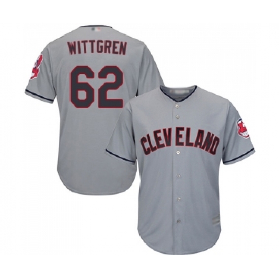 Men's Cleveland Indians 62 Nick Wittgren Replica Grey Road Cool Base Baseball Jersey