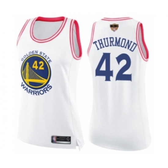 Women's Golden State Warriors 42 Nate Thurmond Swingman White Pink Fashion 2019 Basketball Finals Bound Basketball Jersey