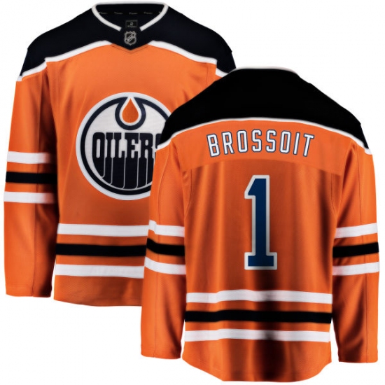 Men's Edmonton Oilers 1 Laurent Brossoit Fanatics Branded Orange Home Breakaway NHL Jersey