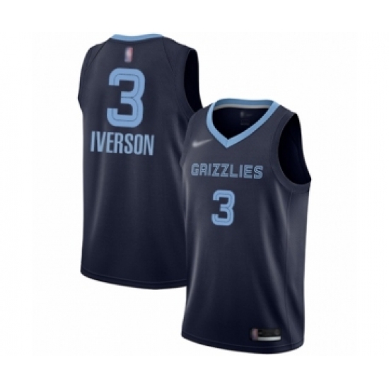 Youth Memphis Grizzlies 3 Allen Iverson Swingman Navy Blue Finished Basketball Jersey - Icon Edition