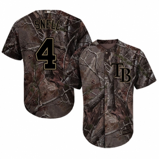 Men's Majestic Tampa Bay Rays 4 Blake Snell Authentic Camo Realtree Collection Flex Base MLB Jersey