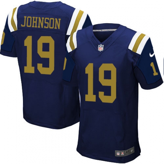 Men's Nike New York Jets 19 Keyshawn Johnson Elite Navy Blue Alternate NFL Jersey
