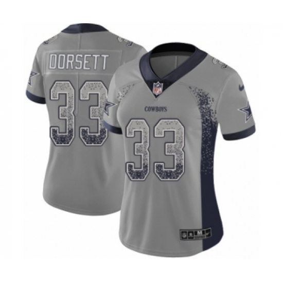 Women's Nike Dallas Cowboys 33 Tony Dorsett Limited Gray Rush Drift Fashion NFL Jersey