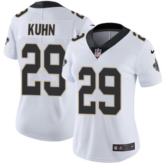 Women's Nike New Orleans Saints 29 John Kuhn White Vapor Untouchable Limited Player NFL Jersey