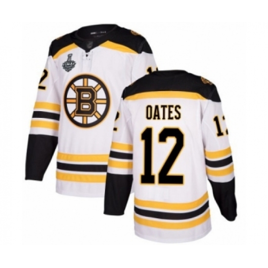 Men's Boston Bruins 12 Adam Oates Authentic White Away 2019 Stanley Cup Final Bound Hockey Jersey