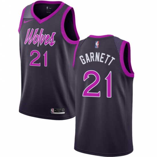 Women's Nike Minnesota Timberwolves 21 Kevin Garnett Swingman Purple NBA Jersey - City Edition