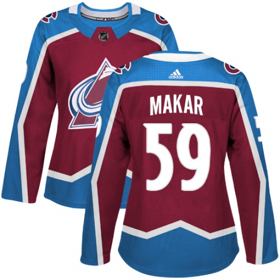 Women's Adidas Colorado Avalanche 59 Cale Makar Authentic Burgundy Red Home NHL Jersey