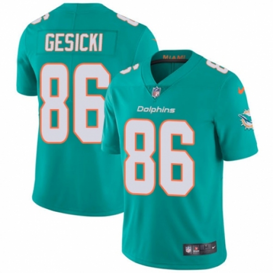 Youth Nike Miami Dolphins 86 Mike Gesicki Aqua Green Team Color Vapor Untouchable Limited Player NFL Jersey