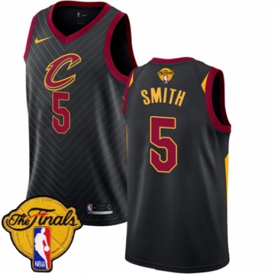 Youth Nike Cleveland Cavaliers 5 J.R. Smith Swingman Black 2018 NBA Finals Bound NBA Jersey Statement Edition
