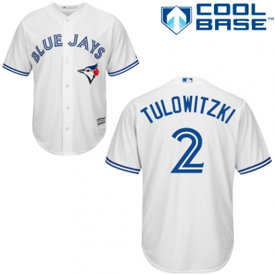 Women's Majestic Toronto Blue Jays 2 Troy Tulowitzki Replica White MLB Jersey