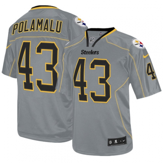 Youth Nike Pittsburgh Steelers 43 Troy Polamalu Elite Lights Out Grey NFL Jersey