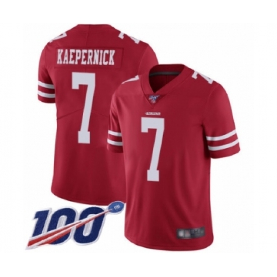 Men's San Francisco 49ers 7 Colin Kaepernick Red Team Color Vapor Untouchable Limited Player 100th Season Football Jersey